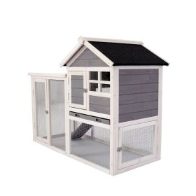 Deluxe Wooden Chicken Coop Hen House Rabbit Wood Hutch Poultry Cage Habitat (Color: as Pic)